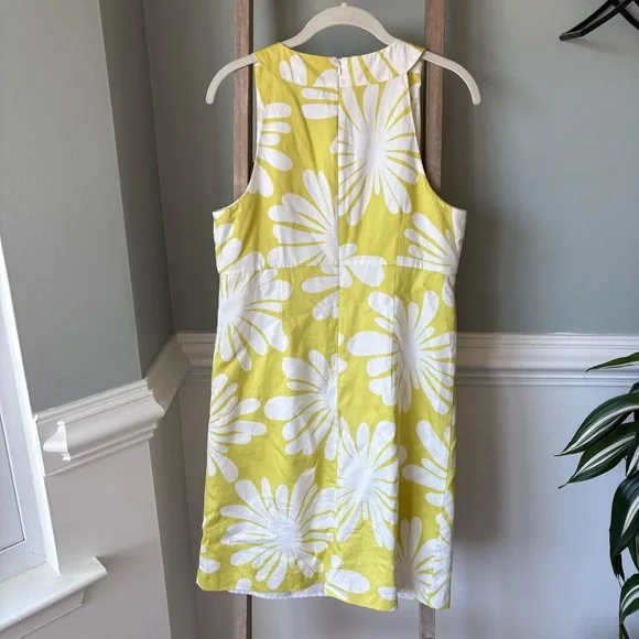 LOFT Outlet Yellow & White Floral Beaded Neckline Dress Size 8 - 1687 - Picture 7 of 12